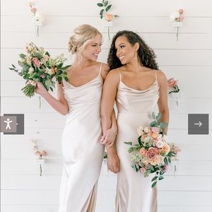 Revelry Soft Champagne “Skye Satin Dress”